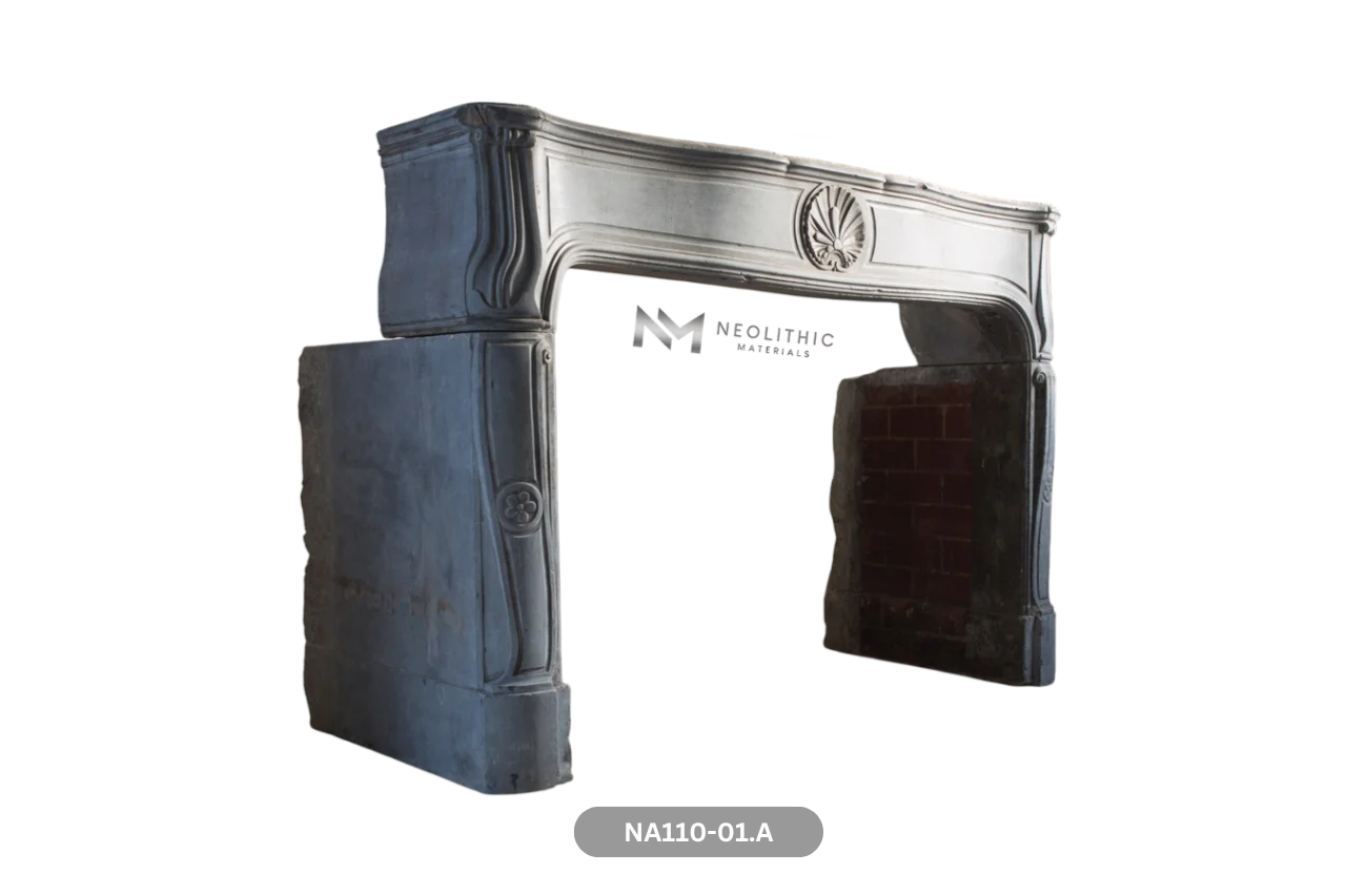 Antique Limestone de Besancon Fireplace Mantel Louis XV Style - Image 3